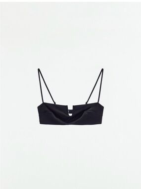 Zara Black Satin Effect Bralette with V-Notch Front